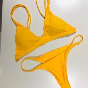 Yellow Thong Style Bikini Swimsuit Set